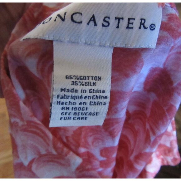 Vintage New w Tags Doncaster Salmon & White Cotton Silk Button-Up Blouse Sz 8 - Picture 7 of 8
